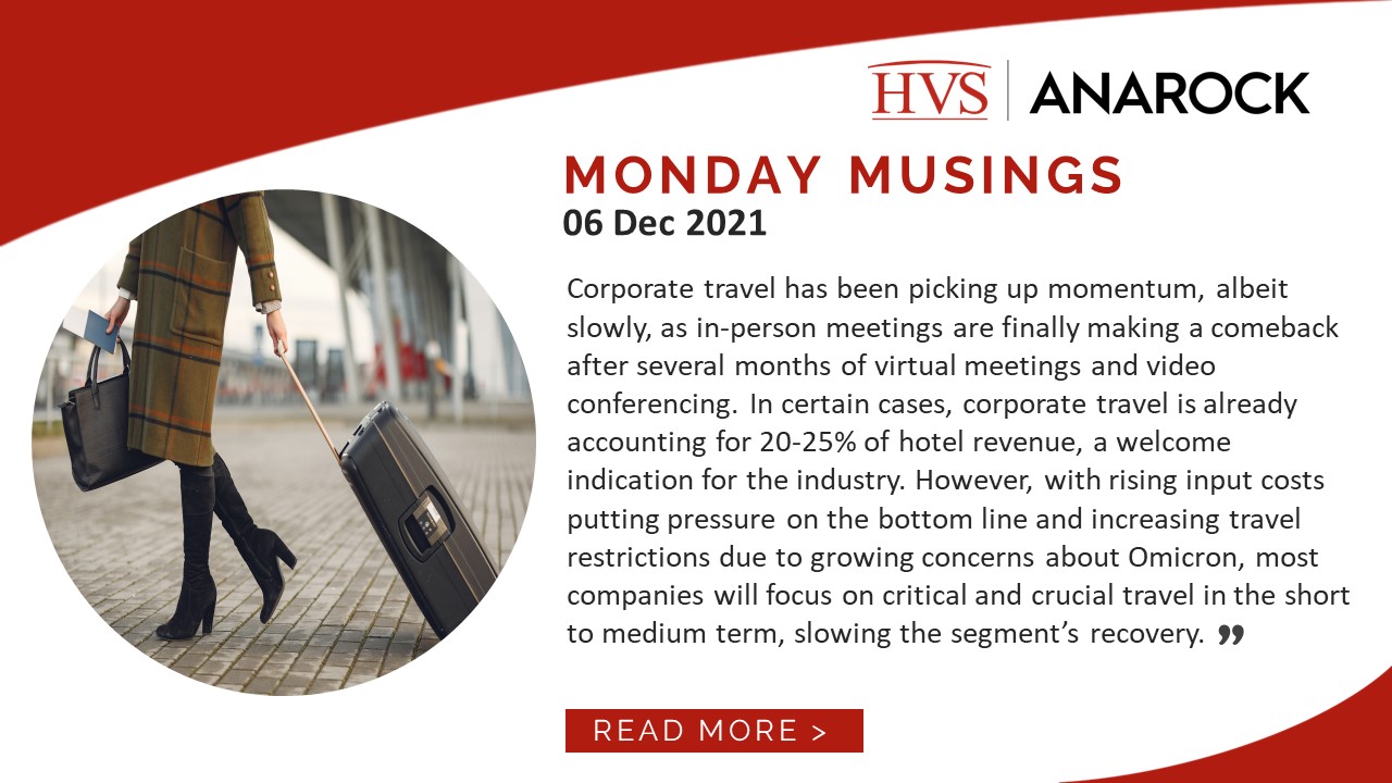 HVS Monday Musings: Corporate Travel is Bouncing Back, but Omicron is a Threat to Recovery 