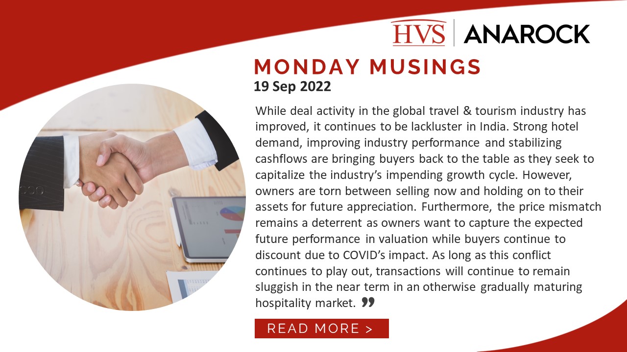 HVS Monday Musings: Indian Hotel Industry Continues to be a Nascent Transaction Market