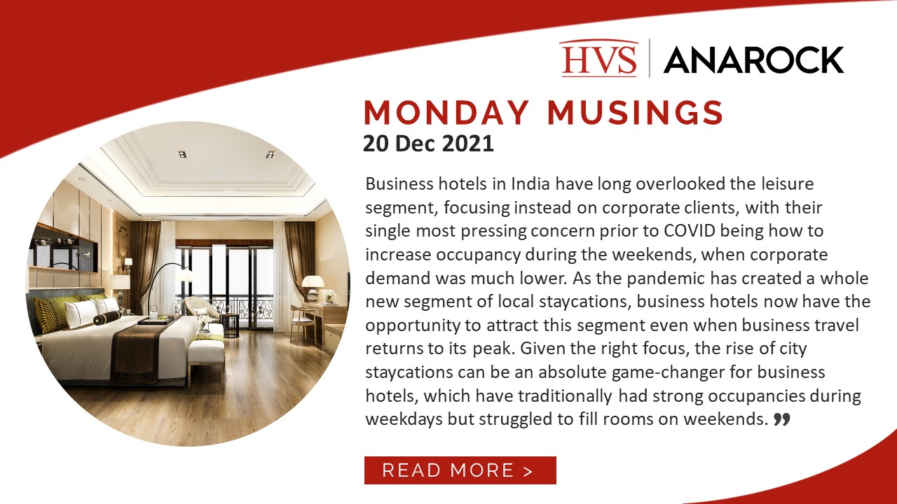 HVS Monday Musings: Indian City Hotels Need to Strike a Balance Between Leisure and Business Travelers