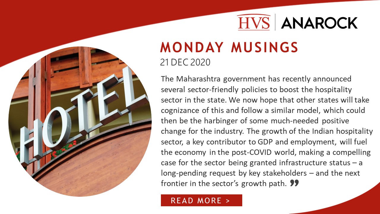 HVS Monday Musings: Granting Industry and Infrastructure Status to the Indian Hospitality Sector is the Need of the Hour