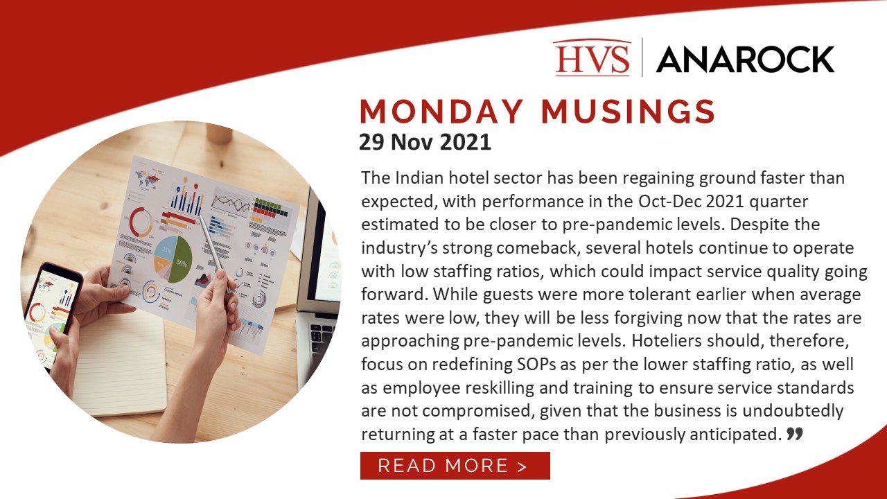 HVS Monday Musings: Indian Hotel Sector – Regaining Ground Faster Than Expected